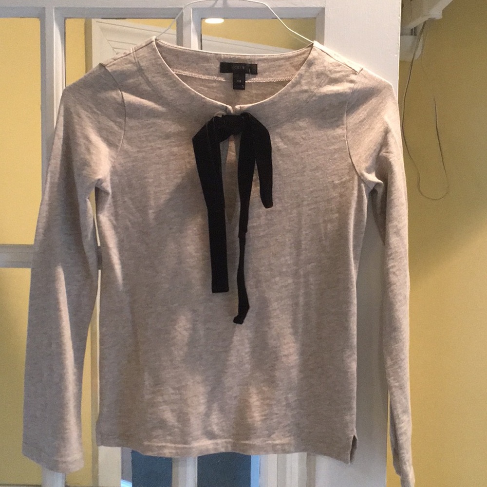J. Crew Velvet tie front top, heather gray NWT